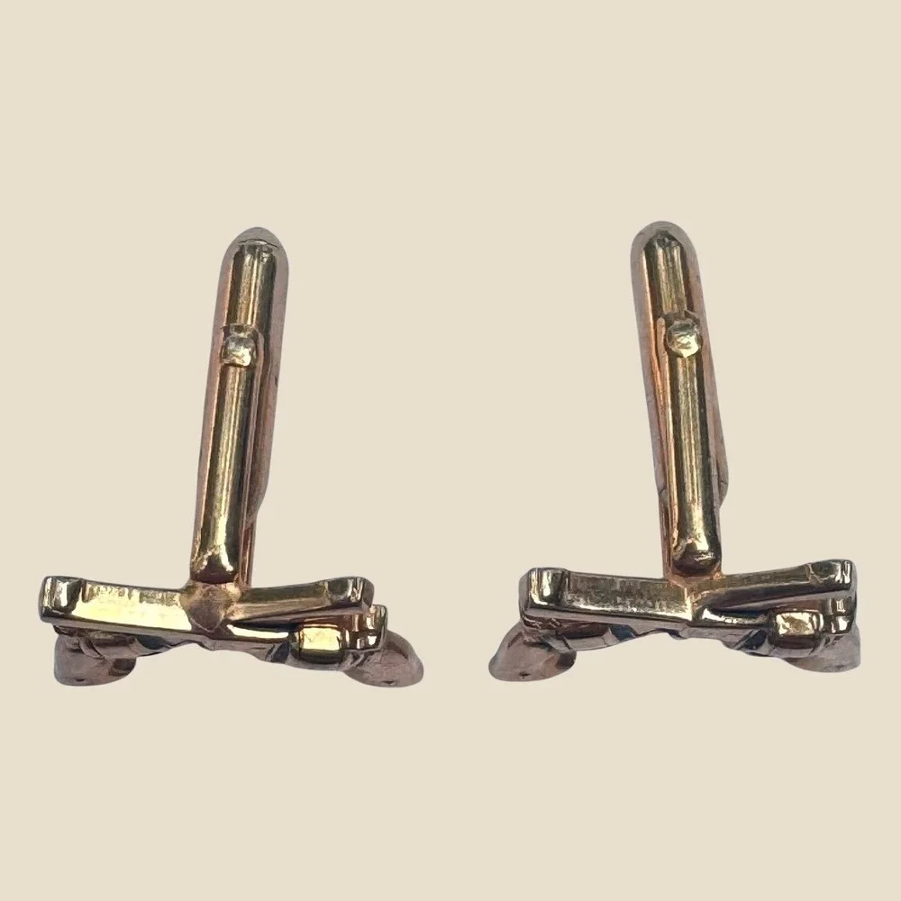 Vtg Swank Crossed Revolvers Gold Tone Cufflinks and Tie Clip Set Western Retro